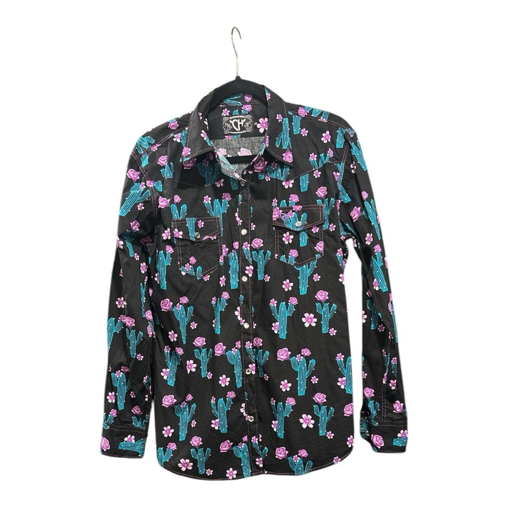 Black and Pink Long Sleeve Cowgirl Shirt